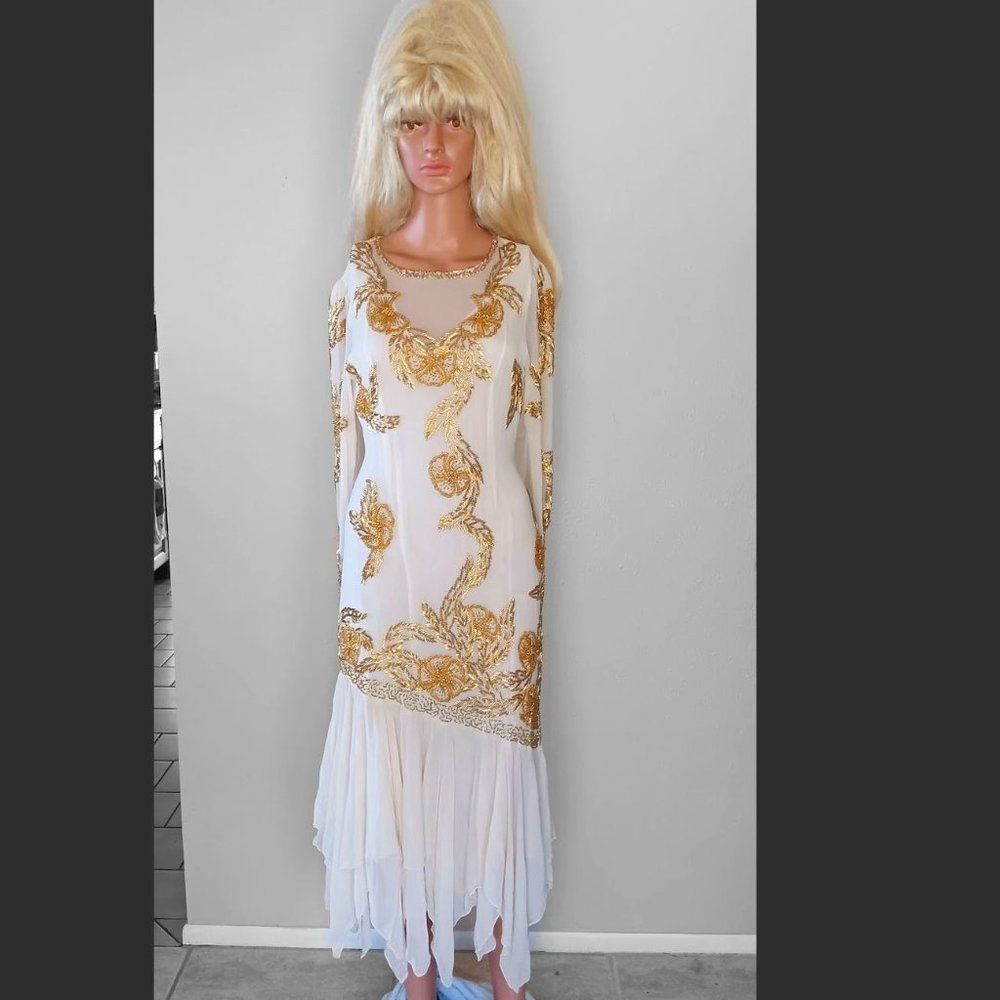 Long Off-White Silk Dress by TALK of the WALK - EUC -  Size S